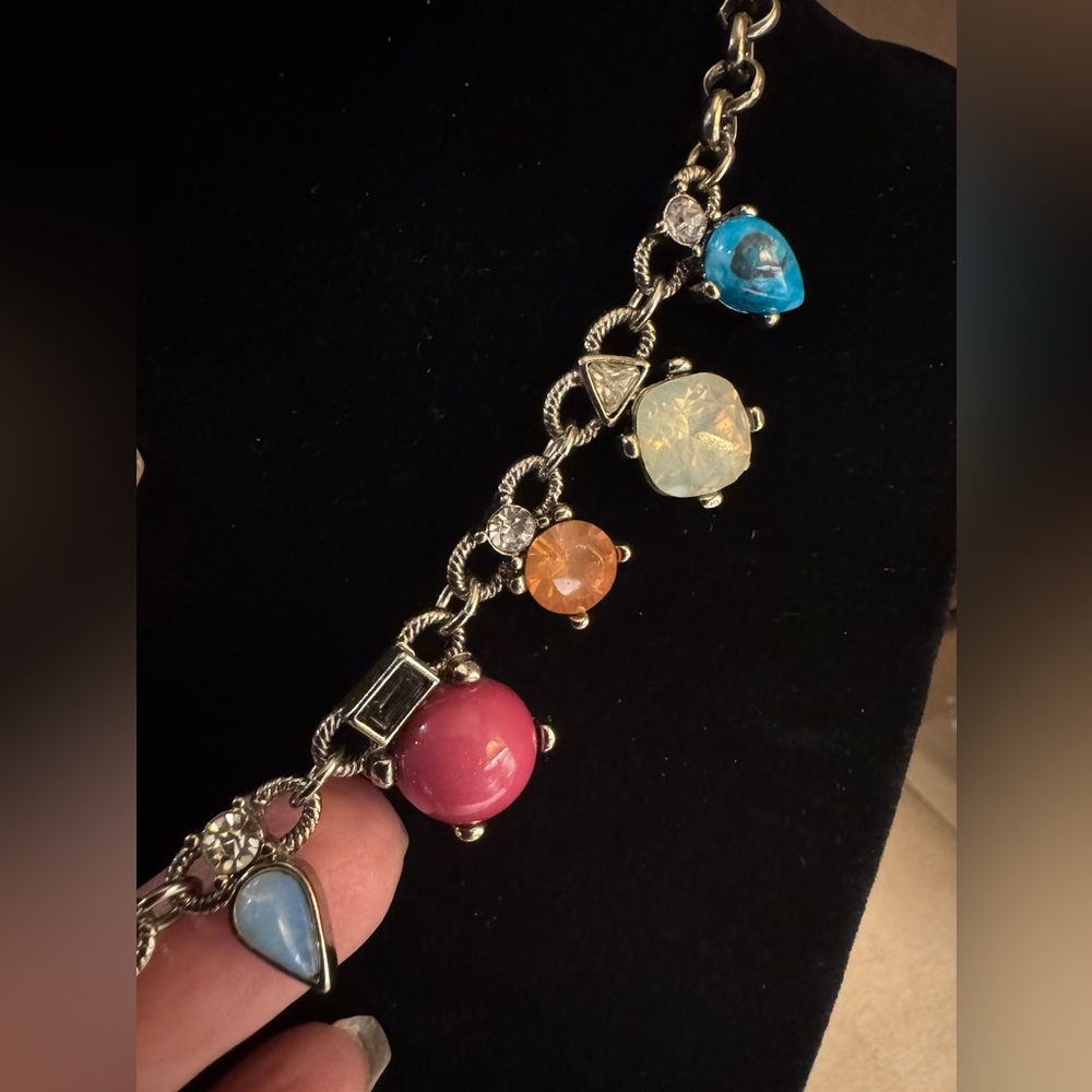 Loft Multicolored Stones and Rhinestones Statement Collar 16" Necklace Modern
